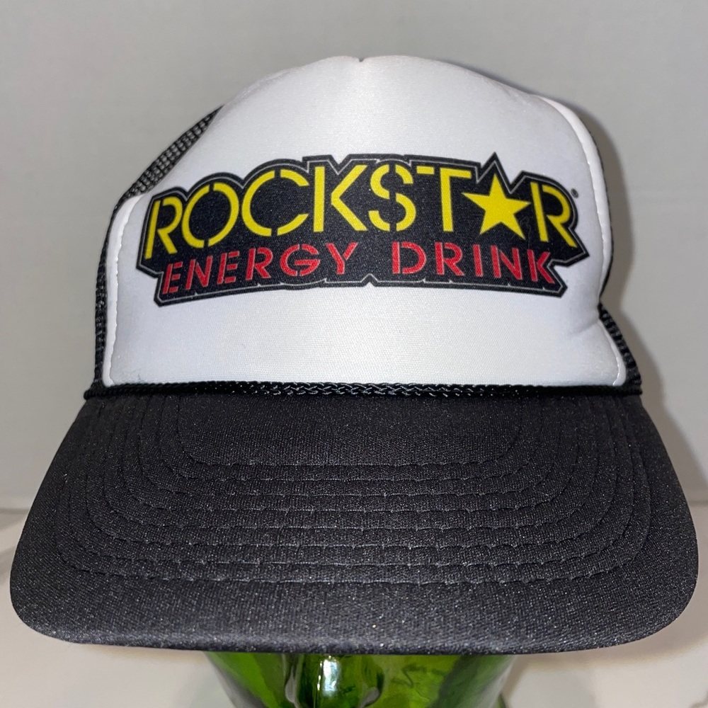 Rockstar Energy Drink Trucker Hat Black & White Mesh Cap Snapback